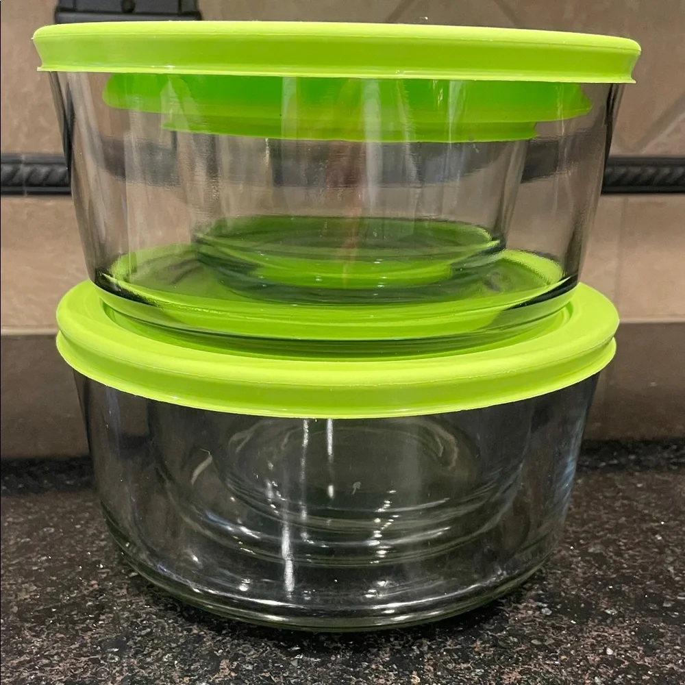Anchor Hocking USA Set of 5 Food Easy Storage Set with Lime Green Lids - Picture 5 of 5